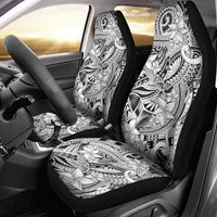 Polynesia Car Seat Cover Tribal Polynesian Spirit With White Pacific Flowers LT9 - Wonder Print Shop