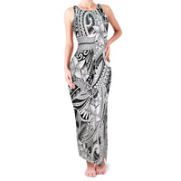 Polynesia Family Matching Tank Maxi Dress and Hawaiian Shirt Tribal Polynesian Spirit With White Pacific Flowers - Wonder Print Shop