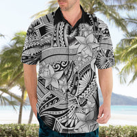 Polynesia Hawaiian Shirt Tribal Polynesian Spirit With White Pacific Flowers - Wonder Print Shop