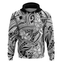 Polynesia Hoodie Tribal Polynesian Spirit With White Pacific Flowers - Wonder Print Shop