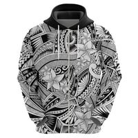 Polynesia Hoodie Tribal Polynesian Spirit With White Pacific Flowers - Wonder Print Shop