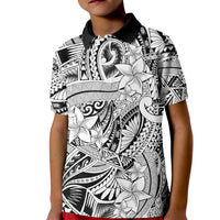 Polynesia Kid Polo Shirt Tribal Polynesian Spirit With White Pacific Flowers - Wonder Print Shop