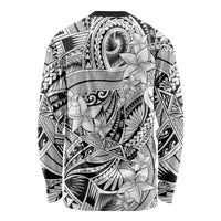Polynesia Long Sleeve Shirt Tribal Polynesian Spirit With White Pacific Flowers - Wonder Print Shop
