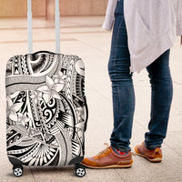Polynesia Luggage Cover Tribal Polynesian Spirit With White Pacific Flowers - Wonder Print Shop