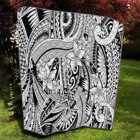 Polynesia Quilt Tribal Polynesian Spirit With White Pacific Flowers - Wonder Print Shop