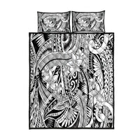 Polynesia Quilt Bed Set Tribal Polynesian Spirit With White Pacific Flowers - Wonder Print Shop