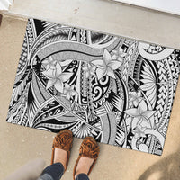 Polynesia Rubber Doormat Tribal Polynesian Spirit With White Pacific Flowers - Wonder Print Shop