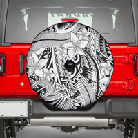 Polynesia Spare Tire Cover Tribal Polynesian Spirit With White Pacific Flowers - Wonder Print Shop