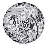 Polynesia Spare Tire Cover Tribal Polynesian Spirit With White Pacific Flowers - Wonder Print Shop