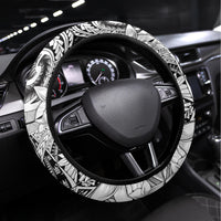 Polynesia Steering Wheel Cover Tribal Polynesian Spirit With White Pacific Flowers - Wonder Print Shop