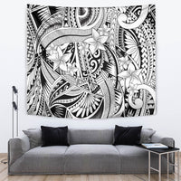 Polynesia Tapestry Tribal Polynesian Spirit With White Pacific Flowers - Wonder Print Shop