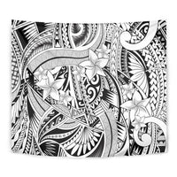 Polynesia Tapestry Tribal Polynesian Spirit With White Pacific Flowers - Wonder Print Shop