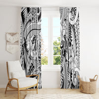Polynesia Window Curtain Tribal Polynesian Spirit With White Pacific Flowers - Wonder Print Shop