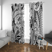 Polynesia Window Curtain Tribal Polynesian Spirit With White Pacific Flowers - Wonder Print Shop