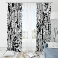 Polynesia Window Curtain Tribal Polynesian Spirit With White Pacific Flowers - Wonder Print Shop