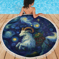 Yule Goat Starry Night Beach Blanket LT9 - Wonder Print Shop
