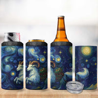 Yule Goat Starry Night 4 in 1 Can Cooler Tumbler LT9 - Wonder Print Shop
