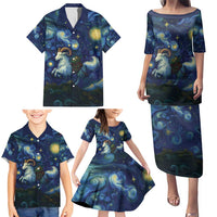 Yule Goat Starry Night Family Matching Puletasi and Hawaiian Shirt - Wonder Print Shop