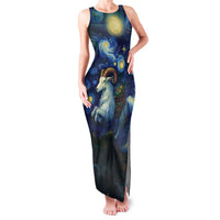 Yule Goat Starry Night Family Matching Tank Maxi Dress and Hawaiian Shirt - Wonder Print Shop