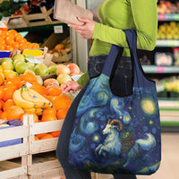 Yule Goat Starry Night Grocery Bag