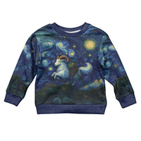 Yule Goat Starry Night Kid Ugly Christmas Sweater - Wonder Print Shop
