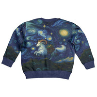Yule Goat Starry Night Kid Ugly Christmas Sweater - Wonder Print Shop