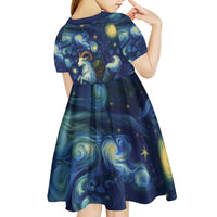 Yule Goat Starry Night Kid Short Sleeve Dress - Wonder Print Shop