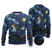 Yule Goat Starry Night Ugly Christmas Sweater - Wonder Print Shop