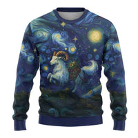 Yule Goat Starry Night Ugly Christmas Sweater - Wonder Print Shop