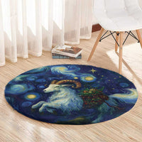Yule Goat Starry Night Round Carpet