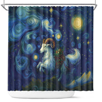 Yule Goat Starry Night Shower Curtain