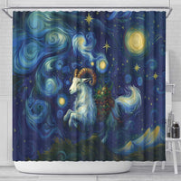 Yule Goat Starry Night Shower Curtain