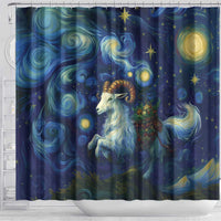 Yule Goat Starry Night Shower Curtain