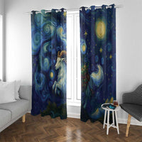 Yule Goat Starry Night Window Curtain - Wonder Print Shop