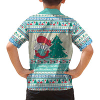 Gnome Bagpies Musical Family Matching Off The Shoulder Long Sleeve Dress and Hawaiian Shirt Nollaig Chridheil Scotland Christmas Pattern - Wonder Print Shop