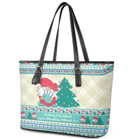 Gnome Bagpies Musical Leather Tote Bag Nollaig Chridheil Scotland Christmas Pattern - Wonder Print Shop