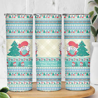 Gnome Bagpies Musical Skinny Tumbler Nollaig Chridheil Scotland Christmas Pattern - Wonder Print Shop