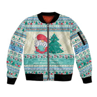 Gnome Bagpies Musical Sleeve Zip Bomber Jacket Nollaig Chridheil Scotland Christmas Pattern - Wonder Print Shop