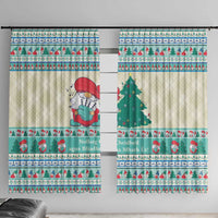 Gnome Bagpies Musical Window Curtain Nollaig Chridheil Scotland Christmas Pattern - Wonder Print Shop