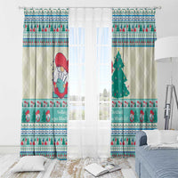 Gnome Bagpies Musical Window Curtain Nollaig Chridheil Scotland Christmas Pattern - Wonder Print Shop