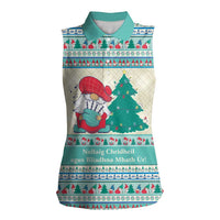 Gnome Bagpies Musical Women Sleeveless Polo Shirt Nollaig Chridheil Scotland Christmas Pattern - Wonder Print Shop