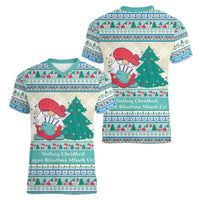 Gnome Bagpies Musical Women V-Neck T-Shirt Nollaig Chridheil Scotland Christmas Pattern - Wonder Print Shop