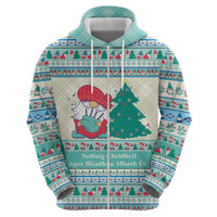 Gnome Bagpies Musical Zip Hoodie Nollaig Chridheil Scotland Christmas Pattern - Wonder Print Shop