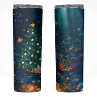 Nollaig Chridheil Scottish Gnome Skinny Tumbler Bagpies Musical and Chirstmas Tree - Wonder Print Shop
