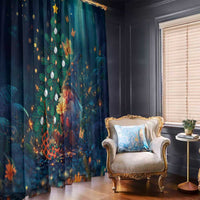 Nollaig Chridheil Scottish Gnome Window Curtain Bagpies Musical and Chirstmas Tree - Wonder Print Shop