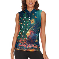 Nollaig Chridheil Scottish Gnome Women Sleeveless Polo Shirt Bagpies Musical and Chirstmas Tree - Wonder Print Shop