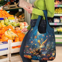 Nollaig Chridheil Scottish Gnome Grocery Bag Merry Christmas with Starry Night