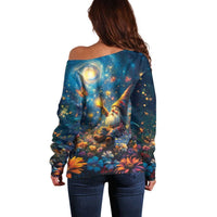 Nollaig Chridheil Scottish Gnome Off Shoulder Sweater Merry Christmas with Starry Night - Wonder Print Shop