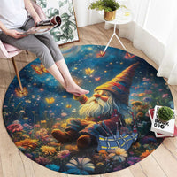 Nollaig Chridheil Scottish Gnome Round Carpet Merry Christmas with Starry Night