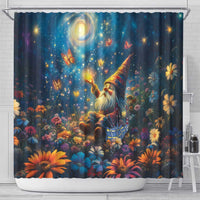 Nollaig Chridheil Scottish Gnome Shower Curtain Merry Christmas with Starry Night